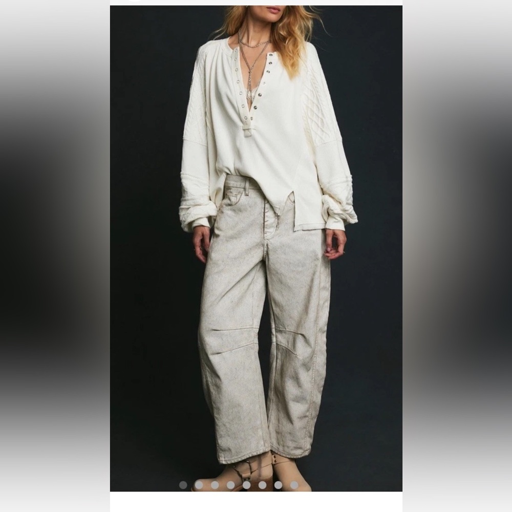Free People Good Luck Coated Barrel Jeans We The Free White Lightening